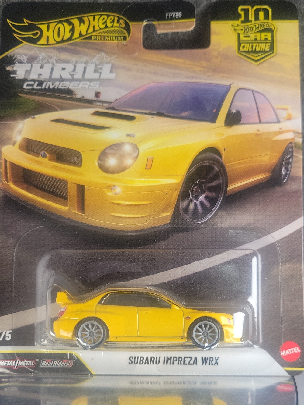 Hot Wheels Premium Yellow Subaru Impreza WRX Die-Cast Car